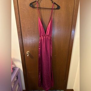 Double slit, silk maxi dress